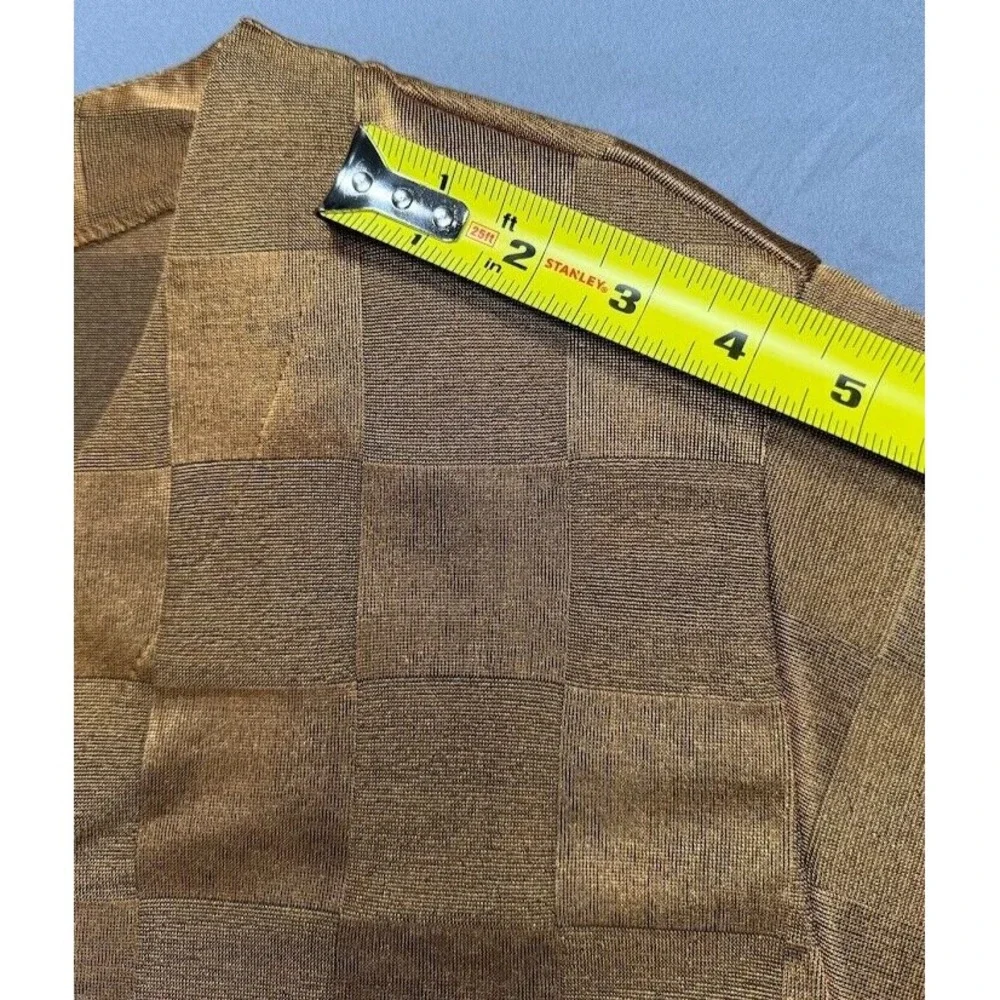 Studio G Jacket Women Small Gold Plaid V Neck‎  Long Sleeve Buttons Top